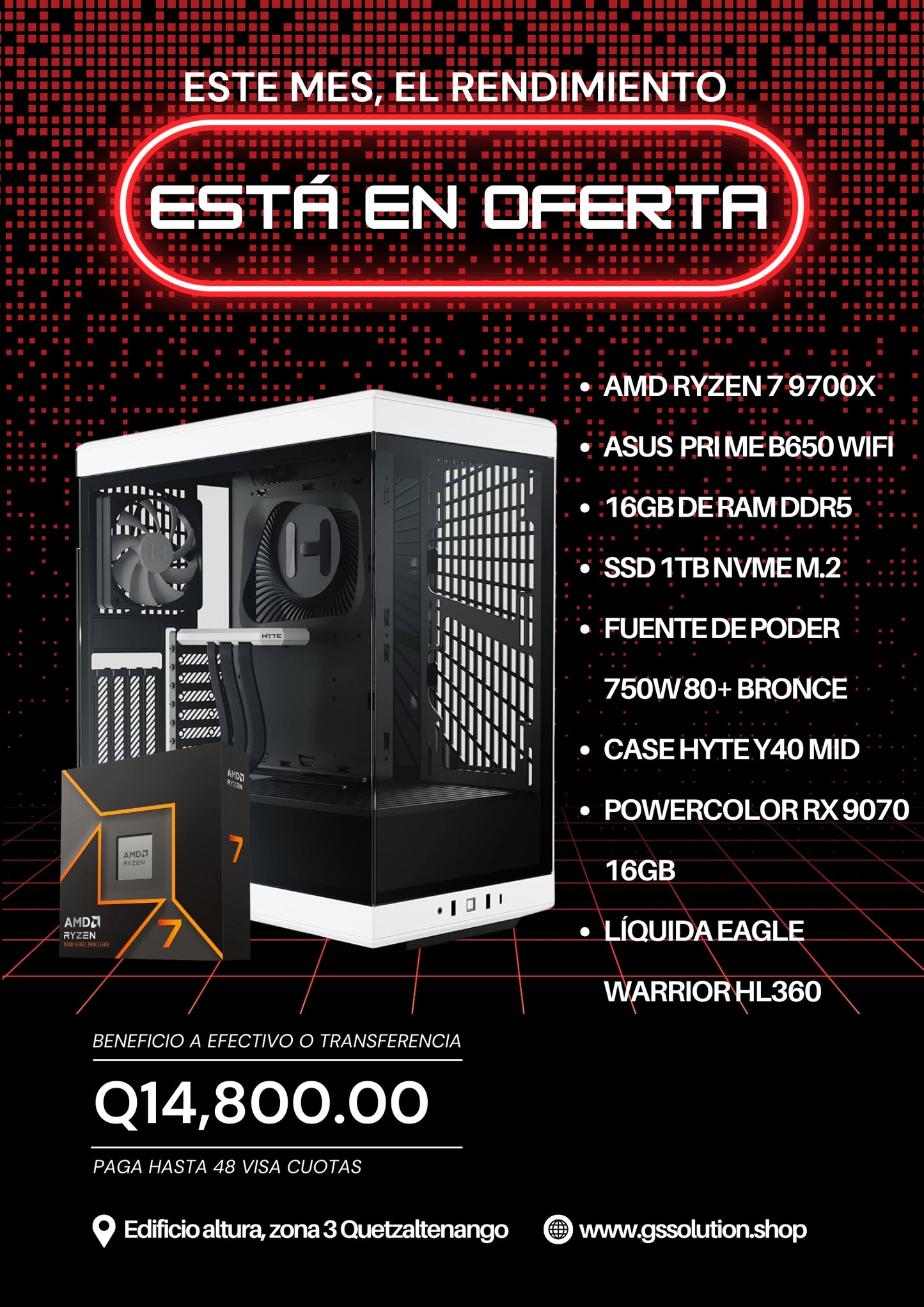 Computadora RYZEN 7 9700X; RX 9070