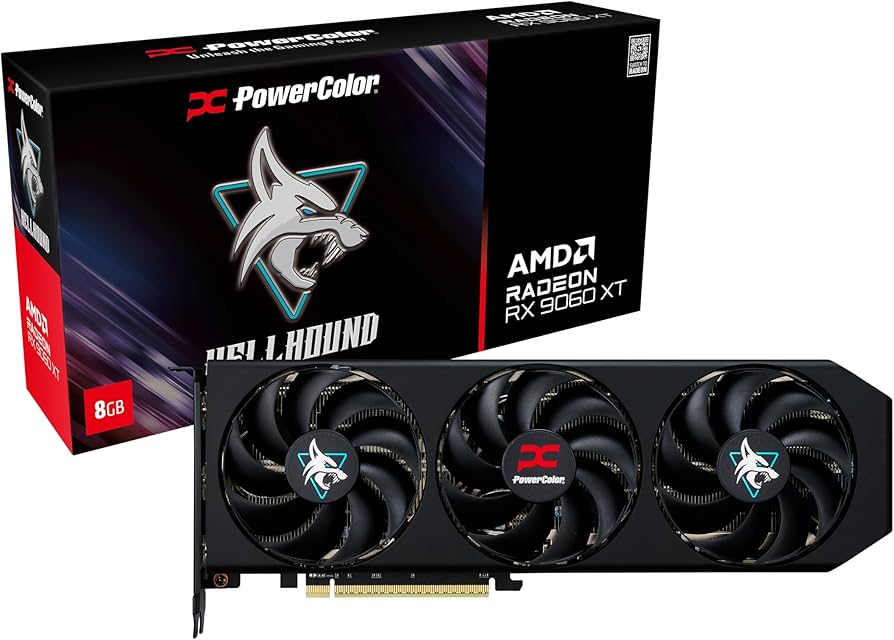 Tarjeta De Video Powercolor Hellhound Amd Radeon Rx 9060 Xt 8Gb Gddr6 2740Mhz Rx9060Xt 8G-L/Oc