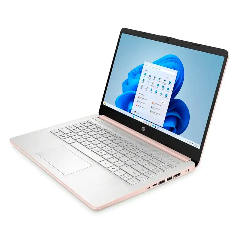 Laptop HP 14-DQ6015DX 14" Celeron N150 4GB RAM 128GB UFS W11S Home Rosado Teclado Inglés