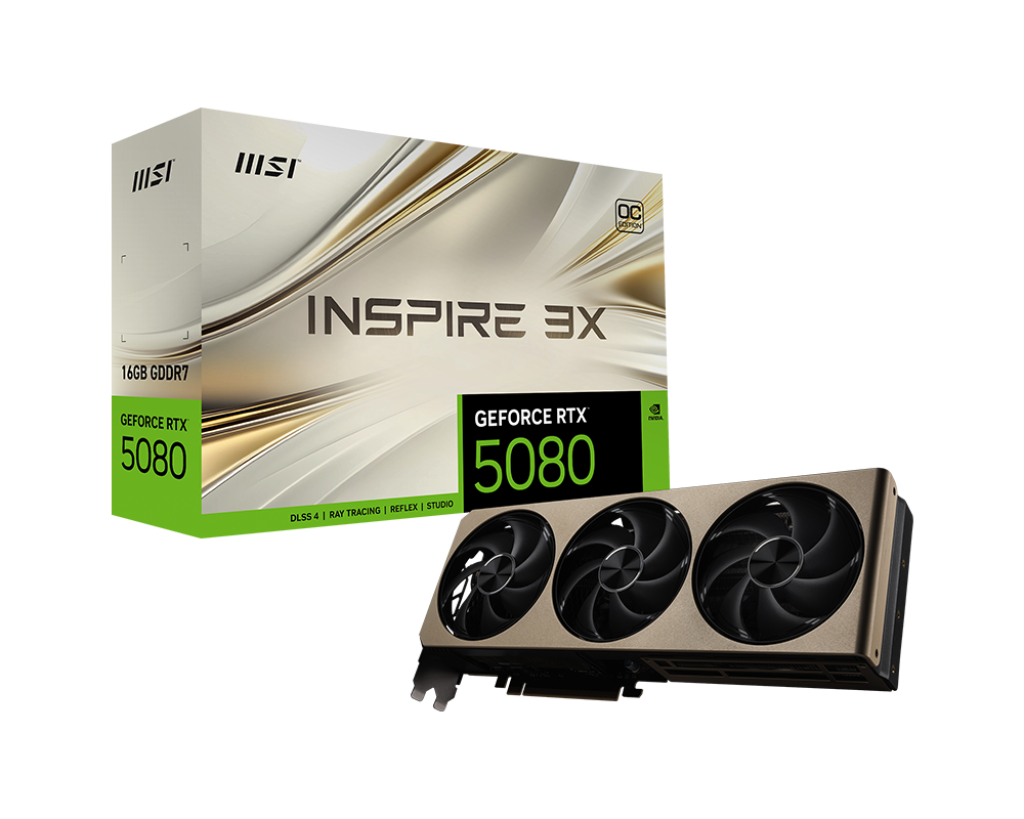 Tarjeta De Video Msi Geforce Rtx 5080 16G Inspire 3X Oc Gddr7 2655 Mhz 912-V531-203 Dorado