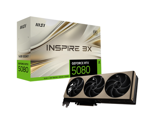 Tarjeta De Video Msi Geforce Rtx 5080 16G Inspire 3X Oc Gddr7 2655 Mhz 912-V531-203 Dorado