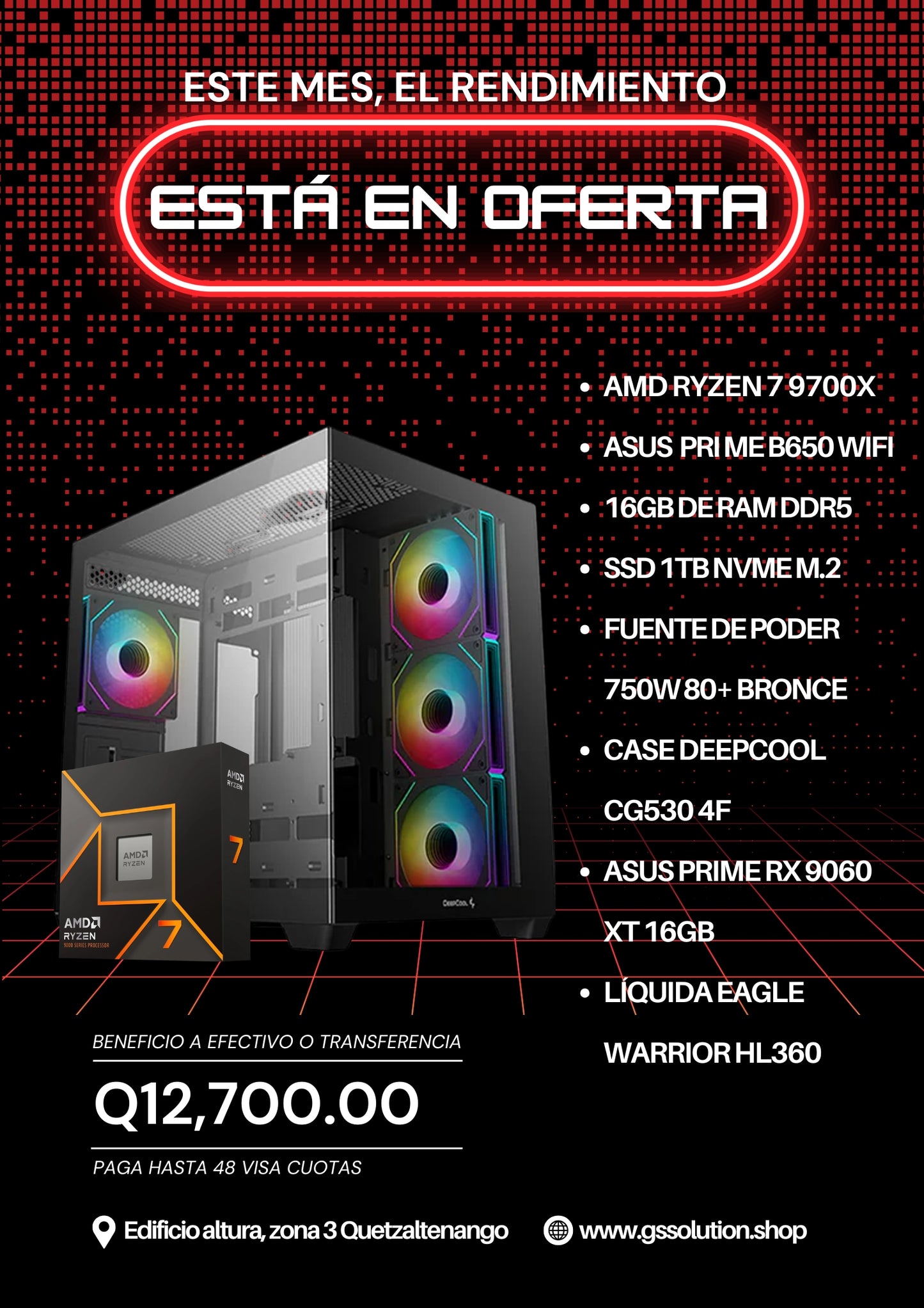 Compuutadora RYZEN 7 9700X; RX 9060 XT