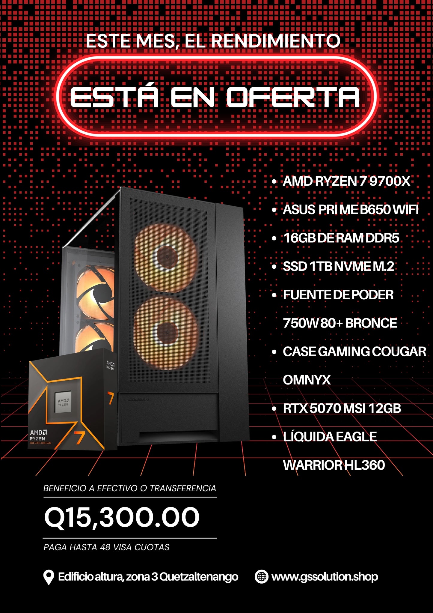 Computadora RYZEN 7 9700X; RTX 5070