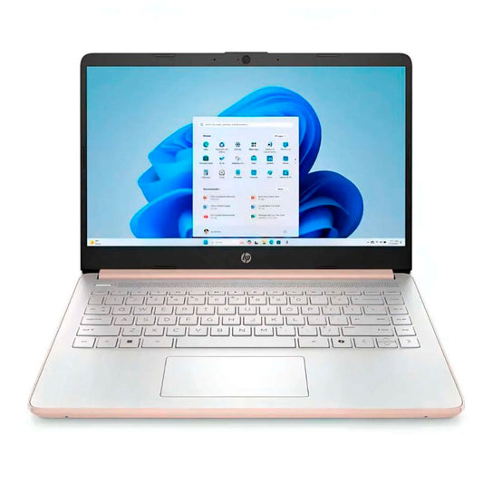 Laptop HP 14-DQ6015DX 14" Celeron N150 4GB RAM 128GB UFS W11S Home Rosado Teclado Inglés