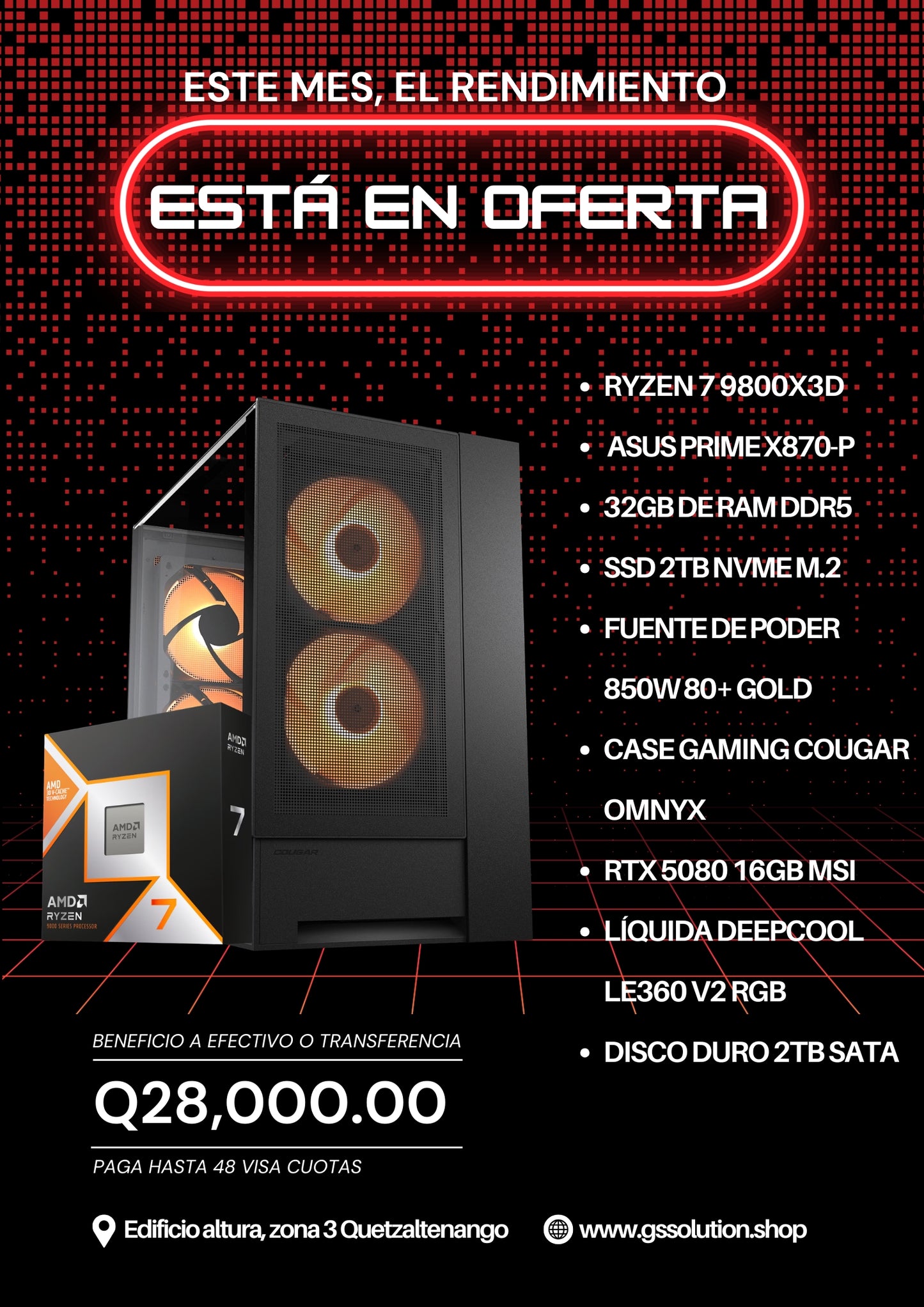 Computadora RYZEN 7 9800X3D; RTX 5080