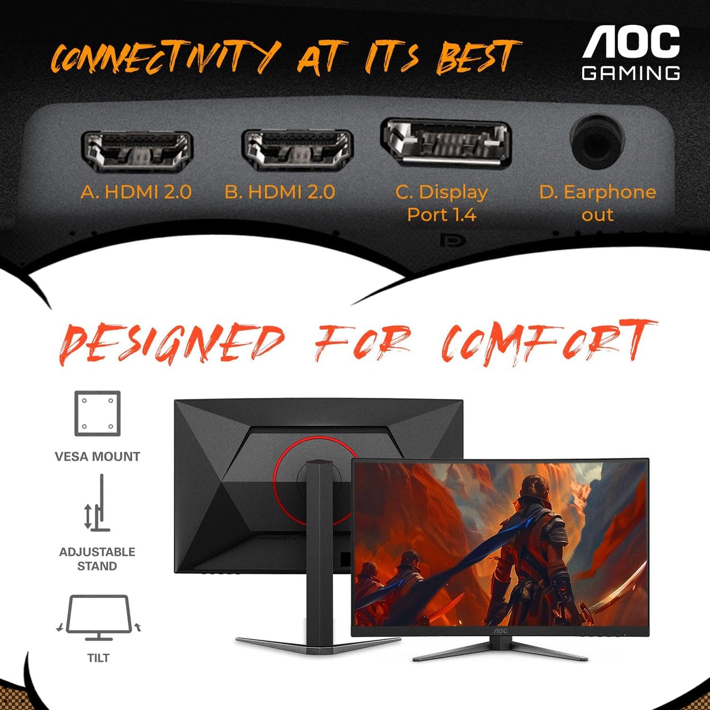 Monitor Gaming Curvo 27" AOC C27G4H 180Hz