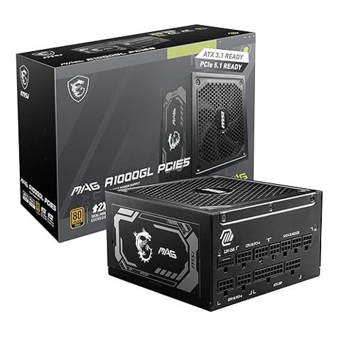 Fuente De Poder Msi Mag Mag A1000Gls Pcie5 80 Plus Gold Full Modular 306-7Zpix12-Ce0