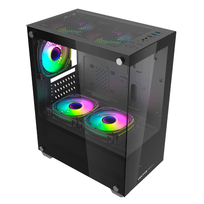 Case Gaming VektorTech SGM-680 Mini Torre Vidrio Templado Micro ATX Negro