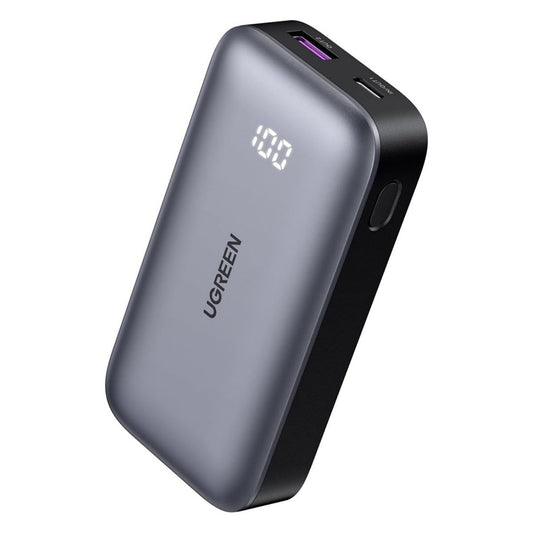 POWER BANK UGREEN PB502 1C1A 10000MAH USB-C USB-A PANTALLA LED CARGA RAPIDA 30W GRIS